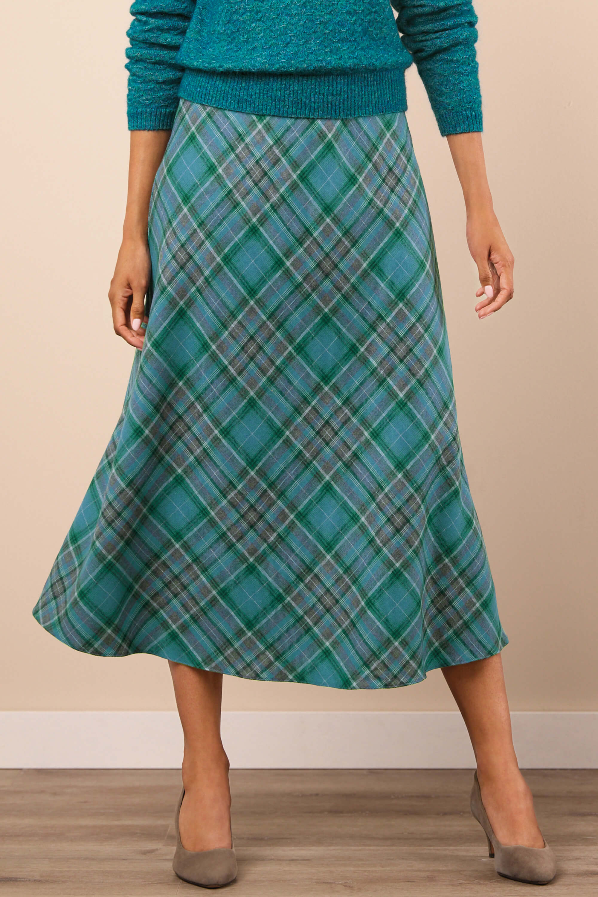 Buy Heritage checked bias skirt JQ351 Skirts Cotswold Collections