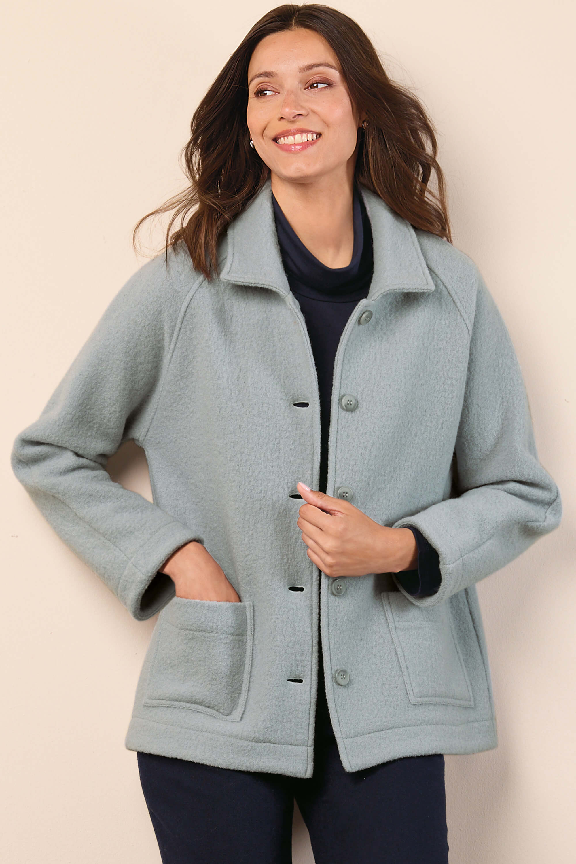 Grey boiled wool coat hotsell